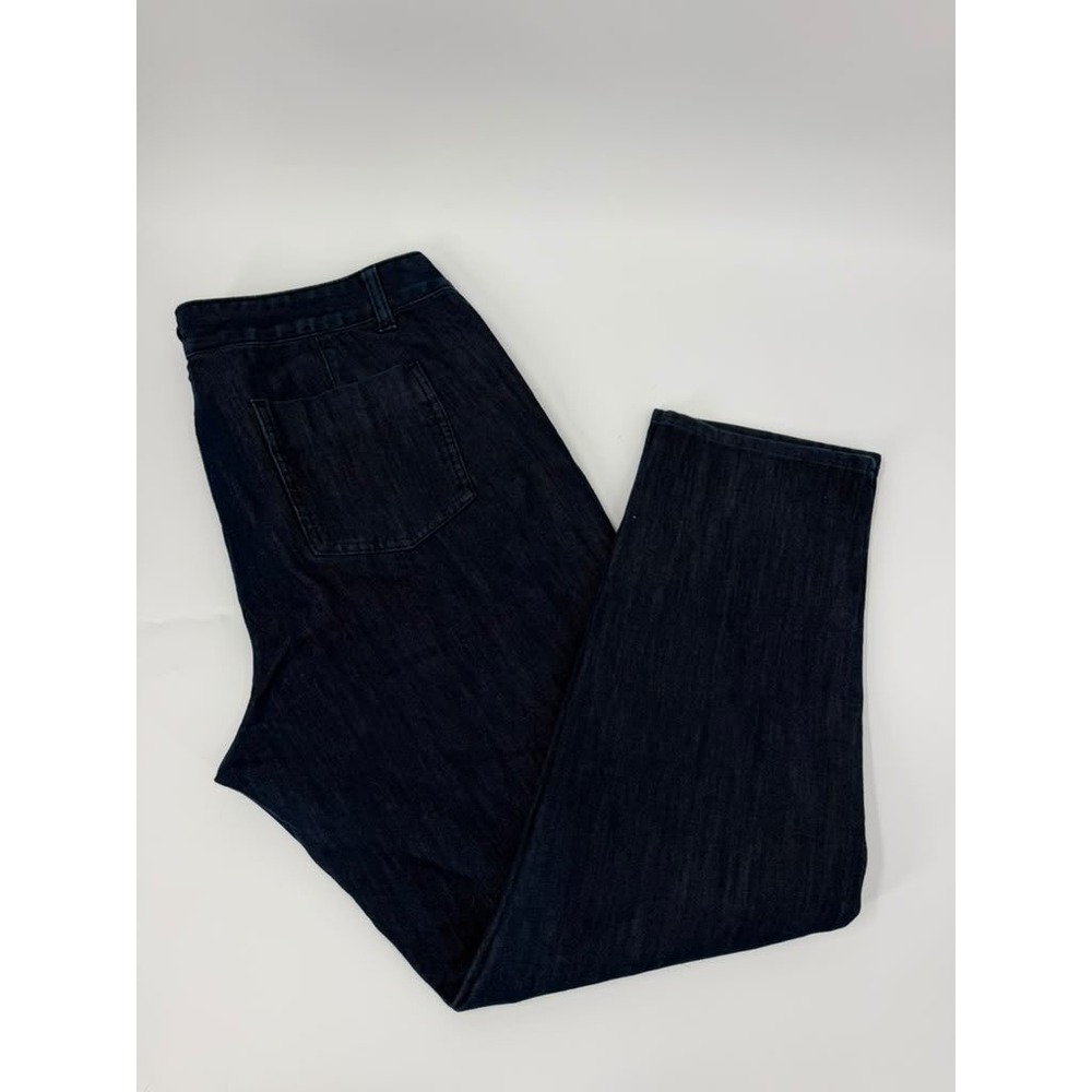 Lands End Jeans Straight Leg Modern Womens 14 Dark Indigo Blue Denim Trousers